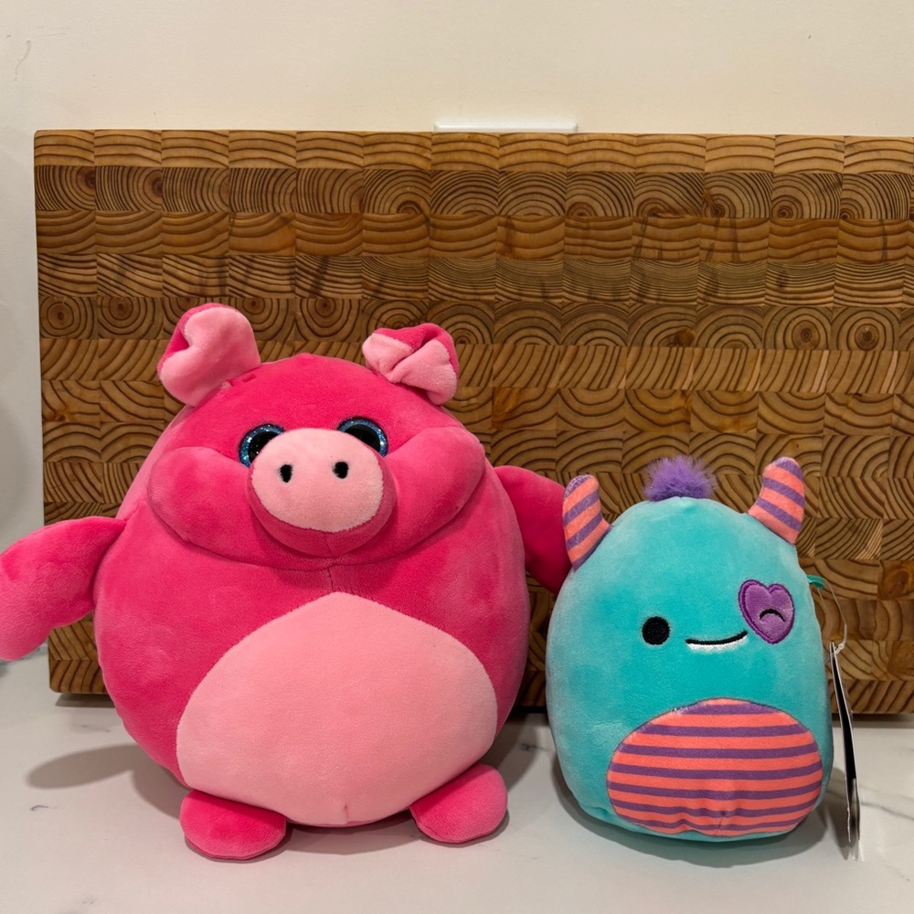 Pink Pig Plush 8" SMOOSHIMALS & 6" Leon Squishmallow NWT